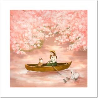 Cherry Blossom Lake Posters and Art